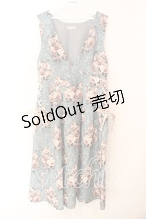 画像: axes femme / クラシックローズ柄ジャンスカ F グリーン O-25-12-18-083-AX-OP-OW-OS