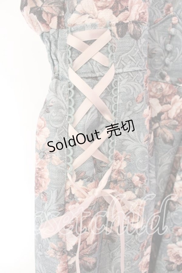 画像2: axes femme / クラシックローズ柄ジャンスカ F グリーン O-25-12-18-083-AX-OP-OW-OS (2)