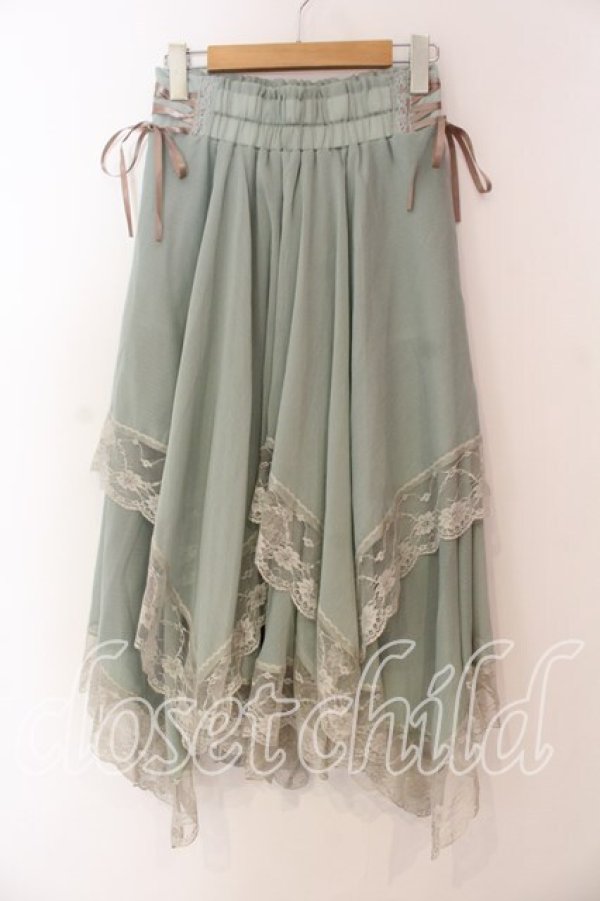 画像1: axes femme / 裾レースイレヘムスカート F グリーン O-25-12-18-088-AX-SK-OW-OS (1)