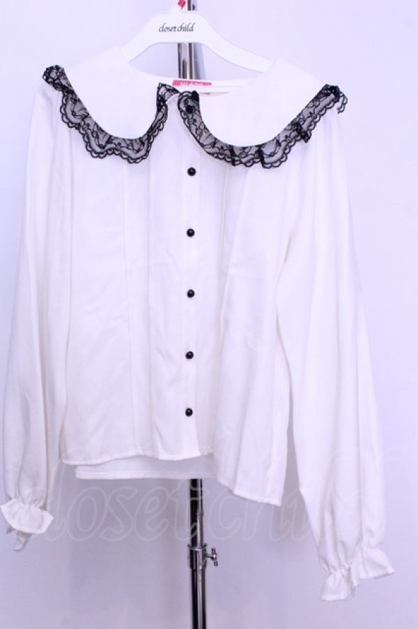 画像1: MA*RS / ラッセルレースブラウス  シロ×クロ O-25-12-18-2046-EL-BL-IG-OS (1)