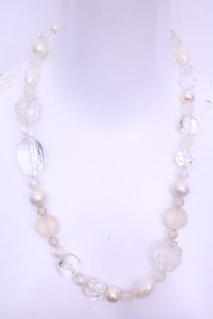 画像: PINK HOUSE / クリアローズビーズネックレス  シロ系 O-25-12-18-2009-LO-AC-IG-OS