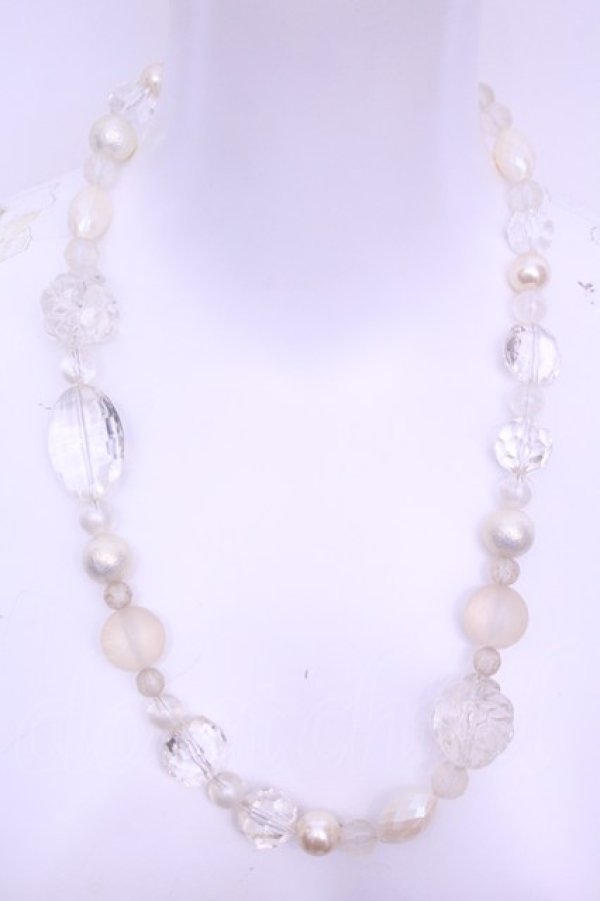 画像1: PINK HOUSE / クリアローズビーズネックレス  シロ系 O-25-12-18-2009-LO-AC-IG-OS (1)