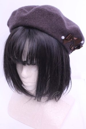 画像: m petit by misako / AMミニリボンバスクベレー 57.5ｃｍ ブラウン O-25-12-18-2015-LO-AC-OW-OS