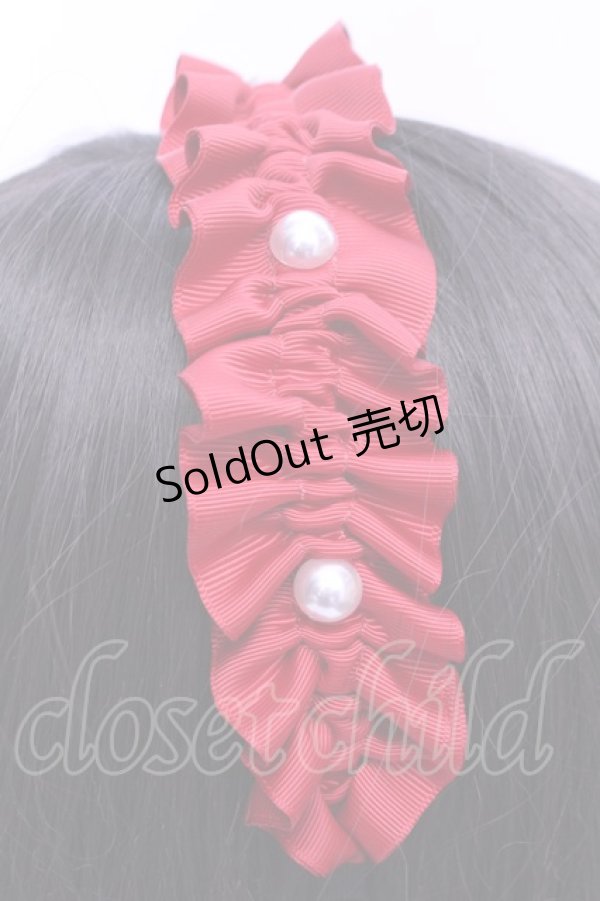 画像2: m petit by misako / パールギャザーカチューシャ  アカ O-25-12-18-2016-LO-ZA-OW-ZT488-F006 (2)