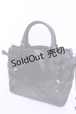 画像: m petit by misako / AMレースアップ 2WAY トートバッグ  クロ O-25-12-18-2024-LO-BG-OW-ZT346