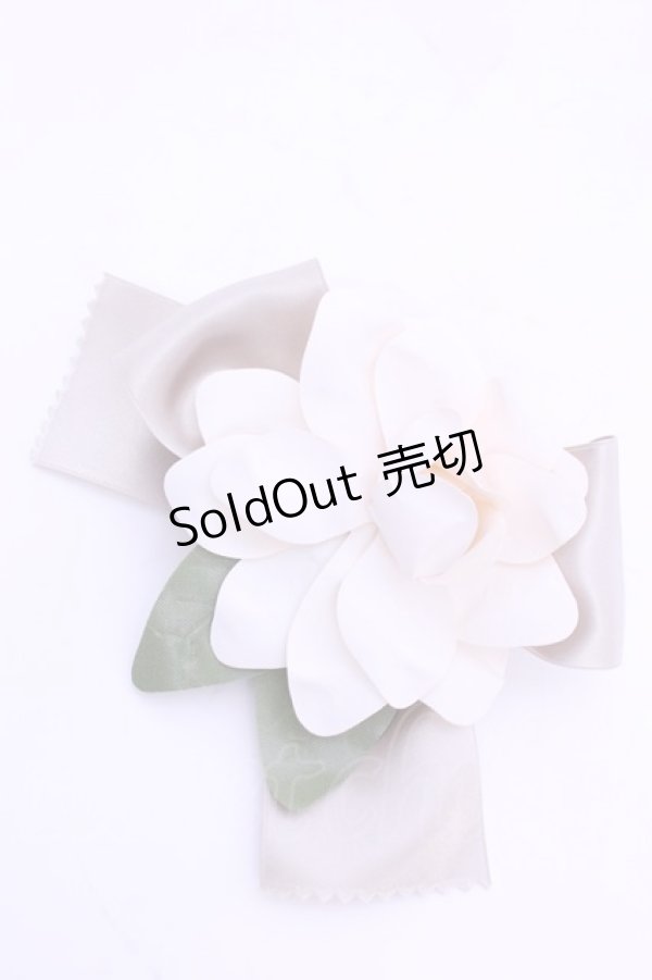 画像1: INGEBORG / くちなしリボンコサージュ  シロ×クロ×ベージュ O-25-12-18-2004-LO-ZA-IG-ZT169F003 (1)