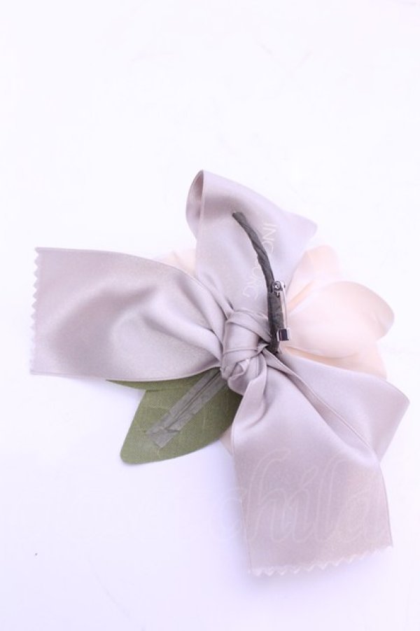 画像2: INGEBORG / くちなしリボンコサージュ  シロ×クロ×ベージュ O-25-12-18-2004-LO-ZA-IG-OS (2)