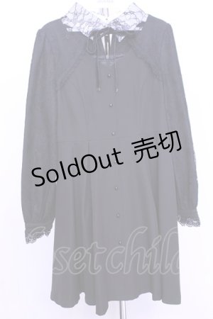 画像: Rojita / レース切替リボンチョーカーワンピース  クロ O-25-12-18-2032-LO-OP-IG-OS
