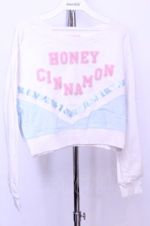 画像: Honey Cinnamon / もこもこロゴショートスウェット  シロ×サックス O-25-12-18-2036-LO-TO-IG-OS