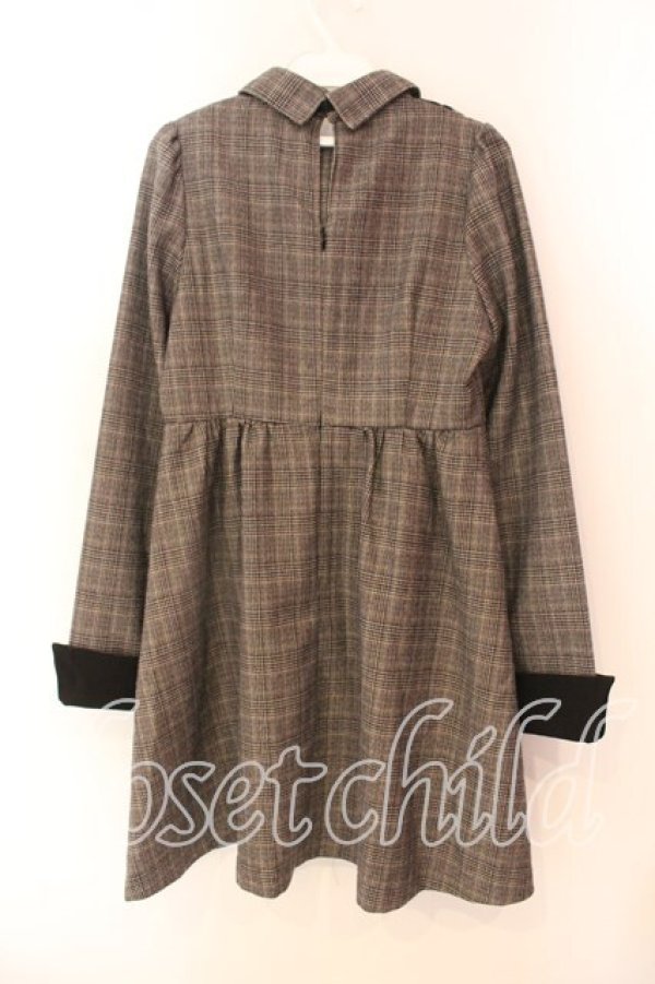 画像3: EAT ME / シャツレイヤードフレアワンピース  ブラウンチェック×クロ O-25-12-18-009-LO-OP-IG-OS (3)