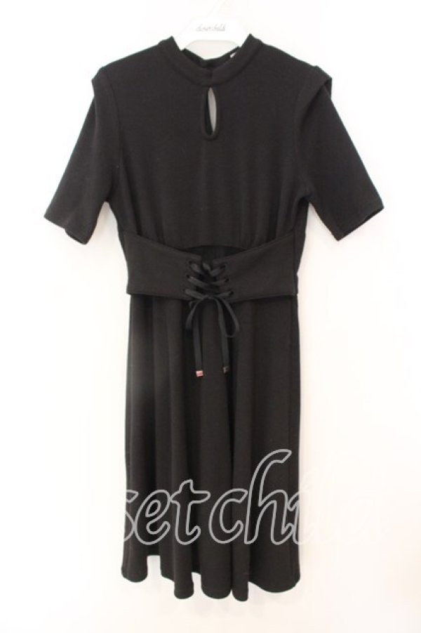 画像1: EATME / FRONTレースアップデザインリブワンピース  クロ O-25-12-18-011-LO-OP-IG-OS (1)