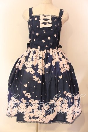 画像: axes femme kawaii / 桜柄ジャンパースカート M ネイビー O-25-12-18-002-AX-OP-OW-OS