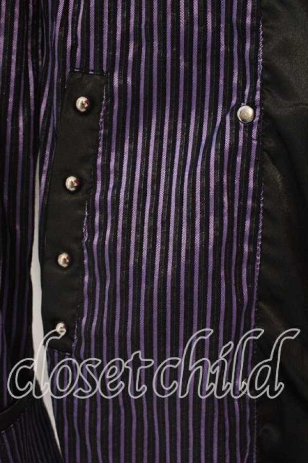 画像3: SEX POT ReVeNGe / ストライプスタッズブラウス Ｌ パープル×ブラック O-25-12-18-016-SP-BL-IG-OS (3)