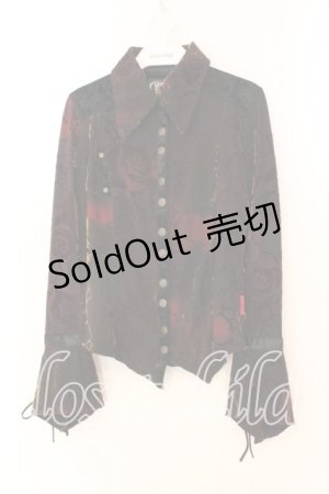 画像: Ozz On / ローズフロッキーストレッチブラウス  ブラウン×レッド系 O-25-12-18-017-OO-BL-IG-OS