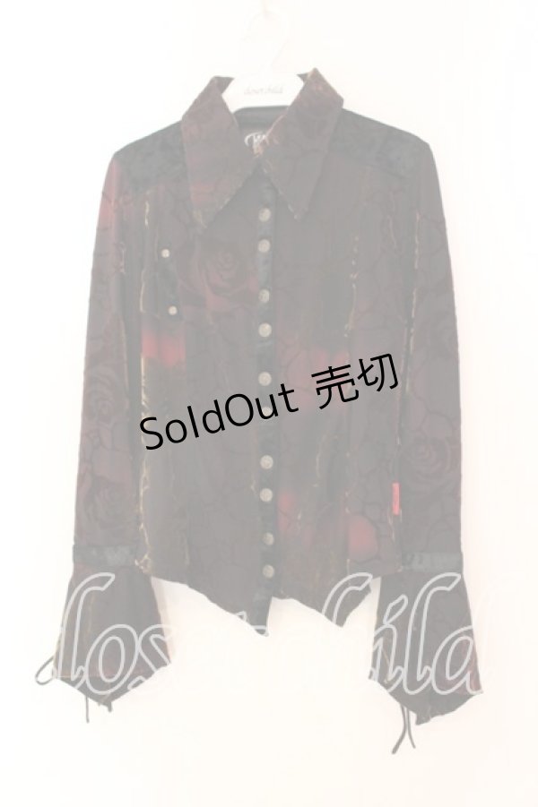 画像1: Ozz On / ローズフロッキーストレッチブラウス  ブラウン×レッド系 O-25-12-18-017-OO-BL-IG-OS (1)