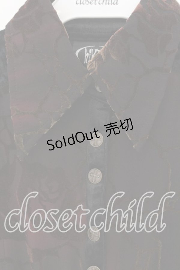 画像2: Ozz On / ローズフロッキーストレッチブラウス  ブラウン×レッド系 O-25-12-18-017-OO-BL-IG-OS (2)