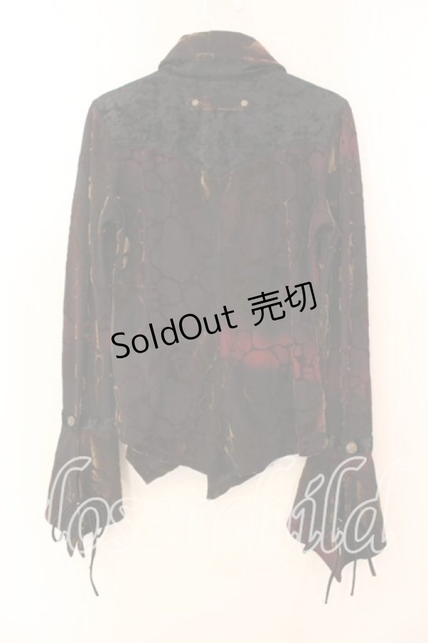 画像3: Ozz On / ローズフロッキーストレッチブラウス  ブラウン×レッド系 O-25-12-18-017-OO-BL-IG-OS (3)