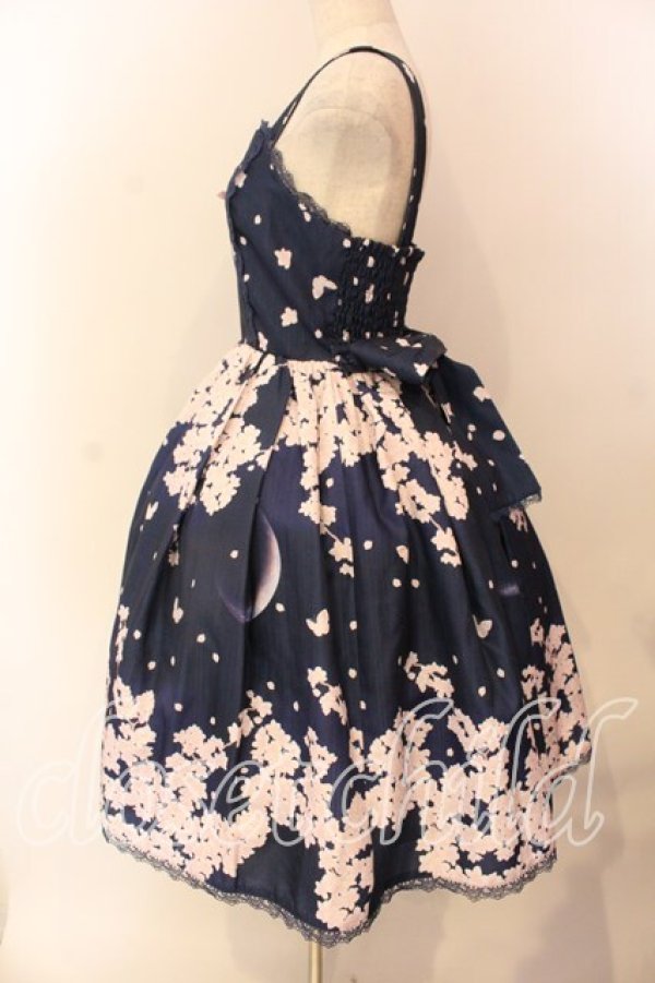 画像3: axes femme kawaii / 桜柄ジャンパースカート M ネイビー O-25-12-18-002-AX-OP-OW-OS (3)