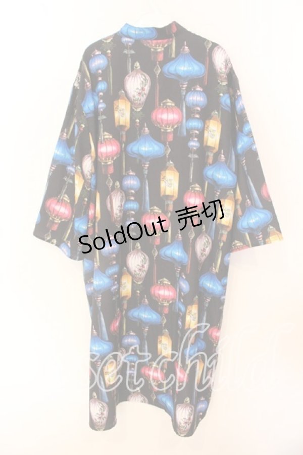 画像2: Drug Honey / 中華提灯柄チャイナワンピース  ブラック×マルチ O-25-12-18-020-PU-OP-IG-OS (2)