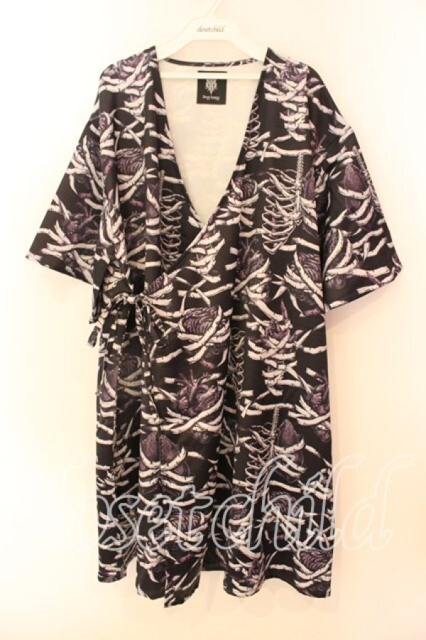 画像1: Drug Honey / 臓器ミイラ柄カシュクールカーディガン  ブラック O-25-12-18-021-PU-TO-IG-OS (1)