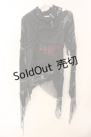 画像: DARK RED  RUM / 異素材ダメージカットソー  ブラック O-25-12-18-023-HN-TO-IG-OS