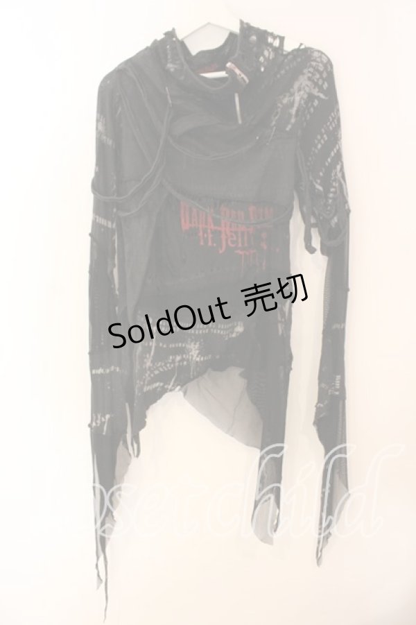 画像1: DARK RED  RUM / 異素材ダメージカットソー  ブラック O-25-12-18-023-HN-TO-IG-OS (1)