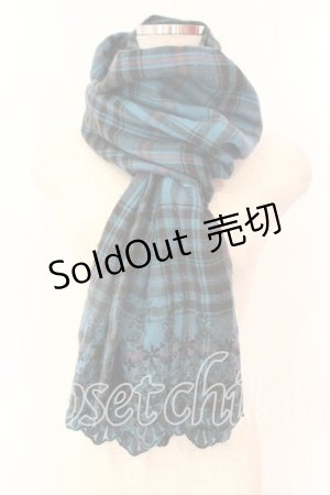 画像: axes femme / スカラップ刺繍ストール  ブルー O-25-12-18-028-AX-ZA-IG-ZT1219Z