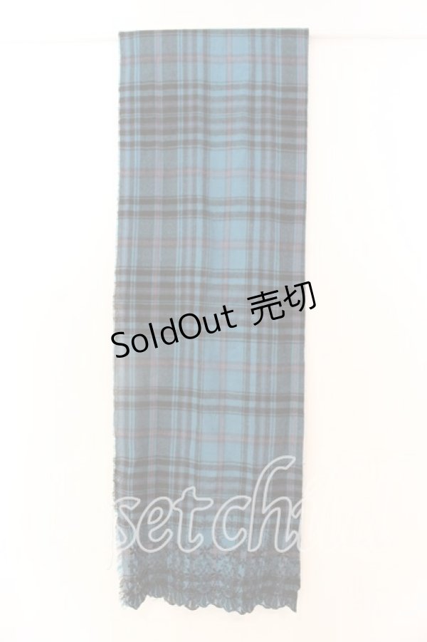 画像2: axes femme / スカラップ刺繍ストール  ブルー O-25-12-18-028-AX-ZA-IG-ZT1219Z (2)