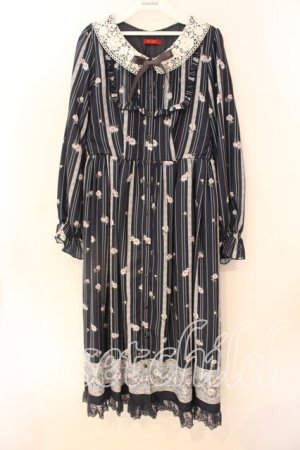 画像: axes femme / red Labelロングワンピ  ネイビー O-25-12-18-030-AX-OP-IG-OS