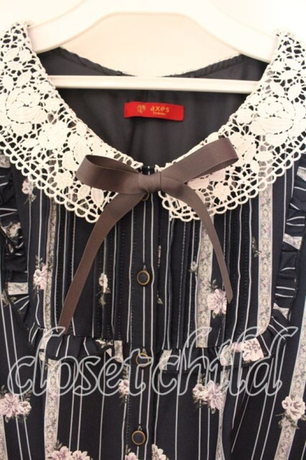 画像2: axes femme / red Labelロングワンピ  ネイビー O-25-12-18-030-AX-OP-IG-OS (2)