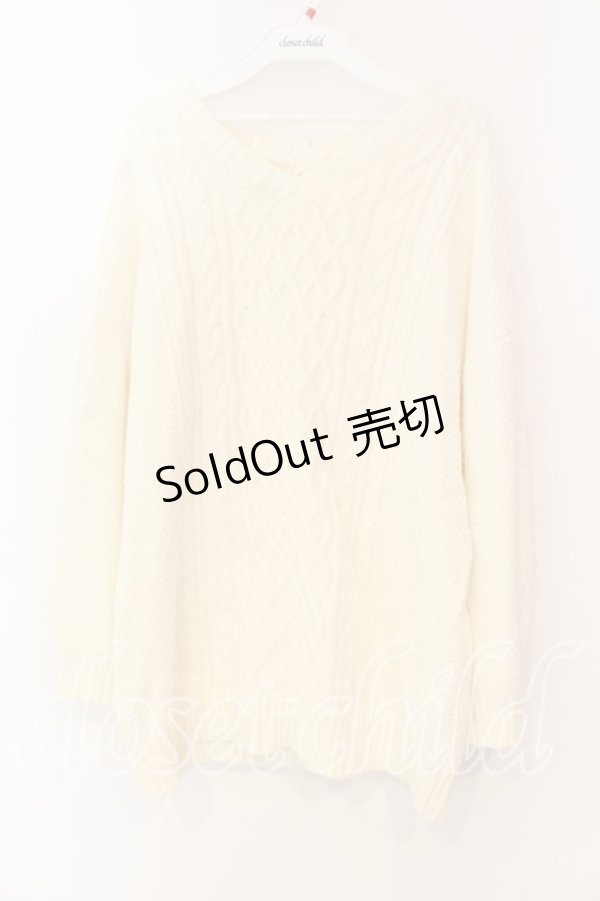 画像1: axes femme POETIQUE / 編み上げデザインニット Ｍ アイボリー O-25-12-18-032-AX-TO-IG-OS (1)