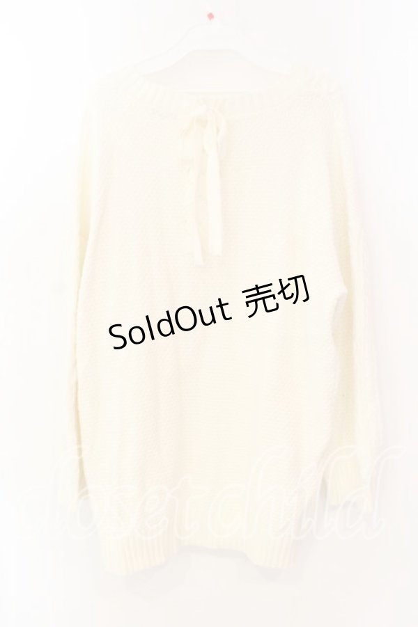 画像2: axes femme POETIQUE / 編み上げデザインニット Ｍ アイボリー O-25-12-18-032-AX-TO-IG-OS (2)