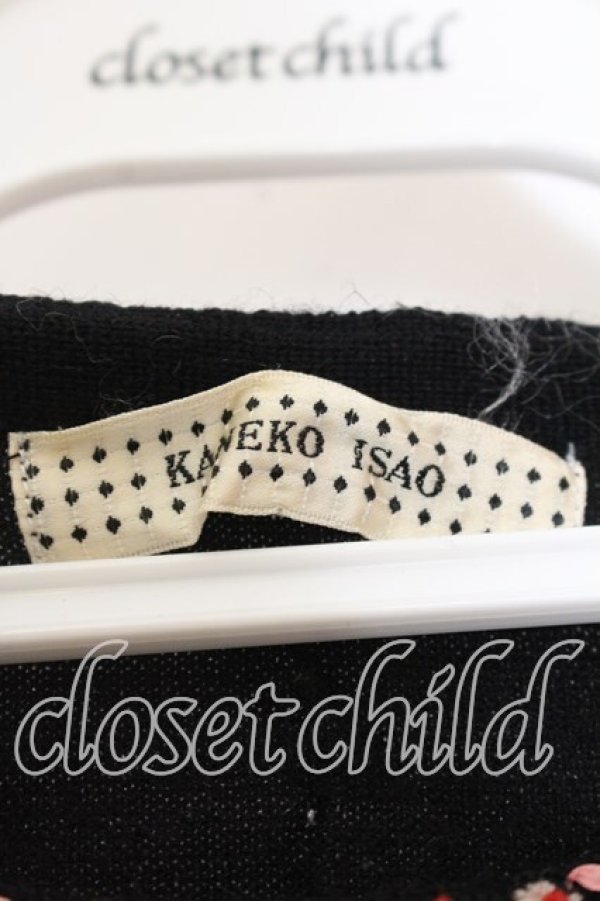 画像2: KANEKO ISAO / 花刺繍使いラメ入半袖ニット  クロ O-25-12-19-031-EL-TO-OW-OS (2)