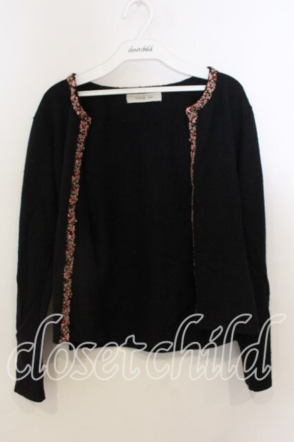 画像1: KANEKO ISAO / 花刺繍使いラメ入カーディガン  クロ O-25-12-19-032-EL-TO-OW-OS (1)