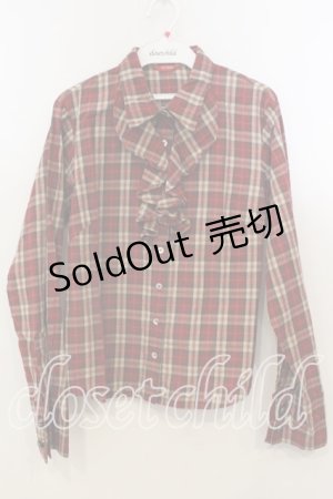 画像: PINK HOUSE / フリル使いチェックブラウス L アカ O-25-12-19-033-LO-BL-OW-OS