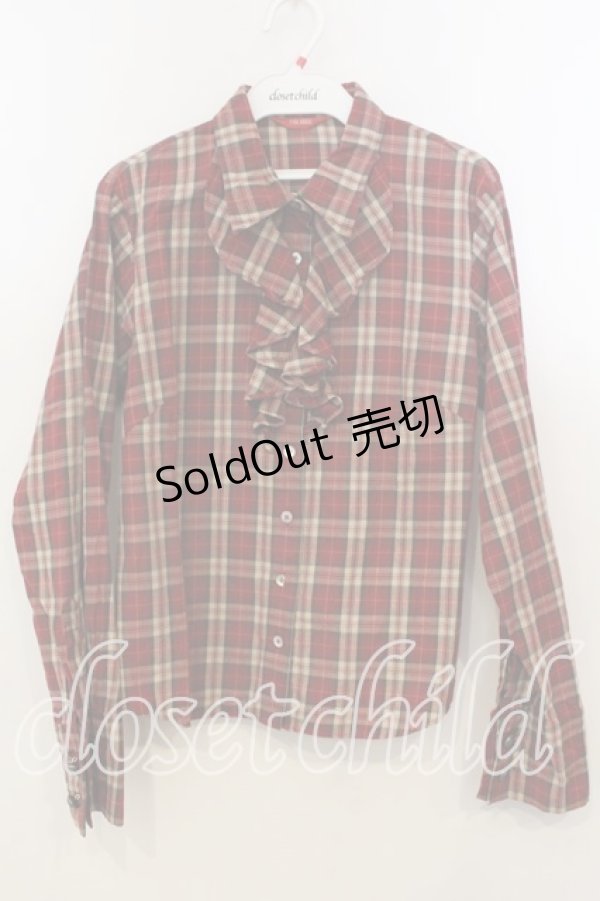 画像1: PINK HOUSE / フリル使いチェックブラウス L アカ O-25-12-19-033-LO-BL-OW-OS (1)
