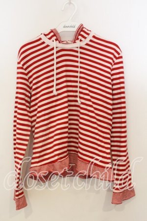 画像: WONDERFUL WORLD / フード付きボーダーカットソー  アカ O-25-12-19-034-LO-TO-OW-OS