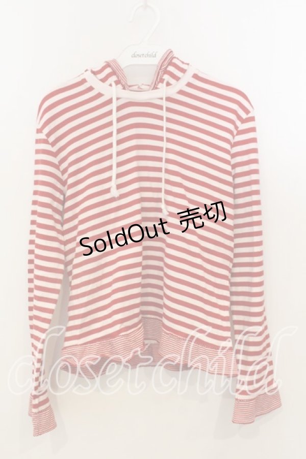 画像1: WONDERFUL WORLD / フード付きボーダーカットソー  アカ O-25-12-19-034-LO-TO-OW-ZT558 (1)