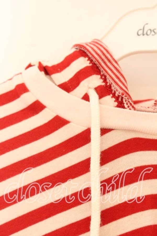 画像2: WONDERFUL WORLD / フード付きボーダーカットソー  アカ O-25-12-19-034-LO-TO-OW-OS (2)