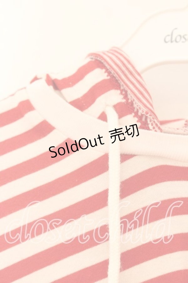 画像2: WONDERFUL WORLD / フード付きボーダーカットソー  アカ O-25-12-19-034-LO-TO-OW-ZT558 (2)