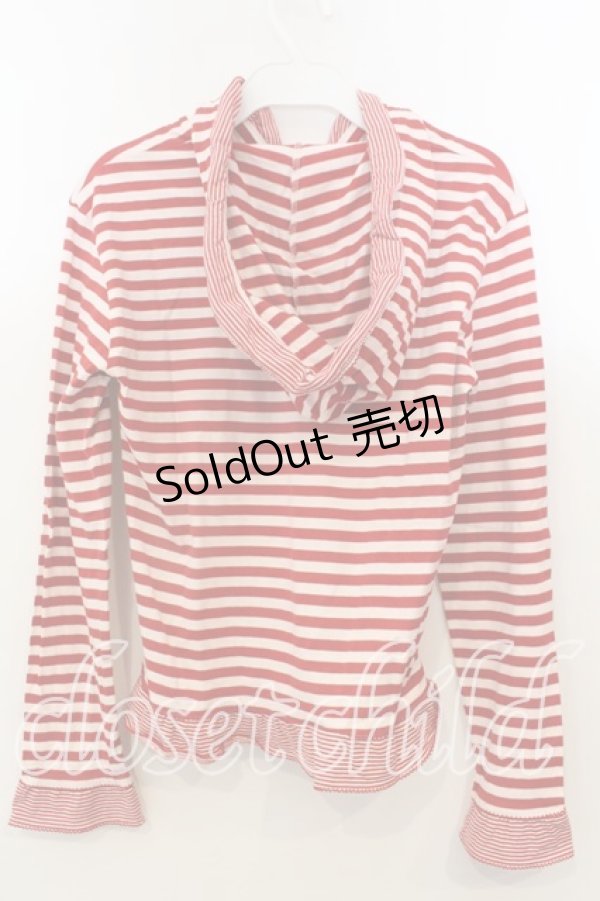 画像3: WONDERFUL WORLD / フード付きボーダーカットソー  アカ O-25-12-19-034-LO-TO-OW-ZT558 (3)