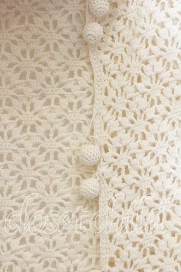 画像2: KANEKO ISAO / フラワーレースカーディガン  アイボリー O-25-12-19-039-EL-TO-OW-OS (2)