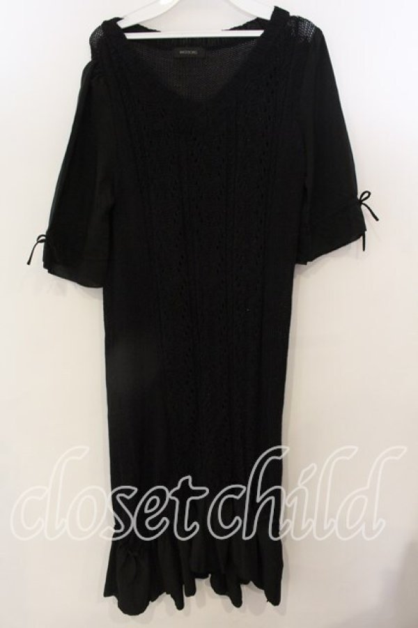 画像1: INGEBORG / 切替ニットワンピース  クロ O-25-12-19-041-LO-TO-OW-OS (1)