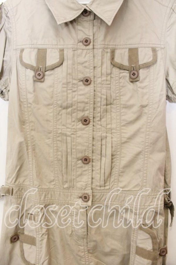 画像2: PINK HOUSE / 布テープ配色ワンピース  カーキベージュ O-25-12-19-044-LO-OP-OW-OS (2)