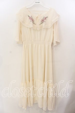 画像: an another angelus / グラジオラス刺繍楊柳シフォンワンピース F アイボリー O-25-12-19-005-CA-OP-OW-OS