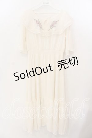 画像: an another angelus / グラジオラス刺繍楊柳シフォンワンピース F アイボリー O-25-12-19-005-CA-OP-OW-ZT491