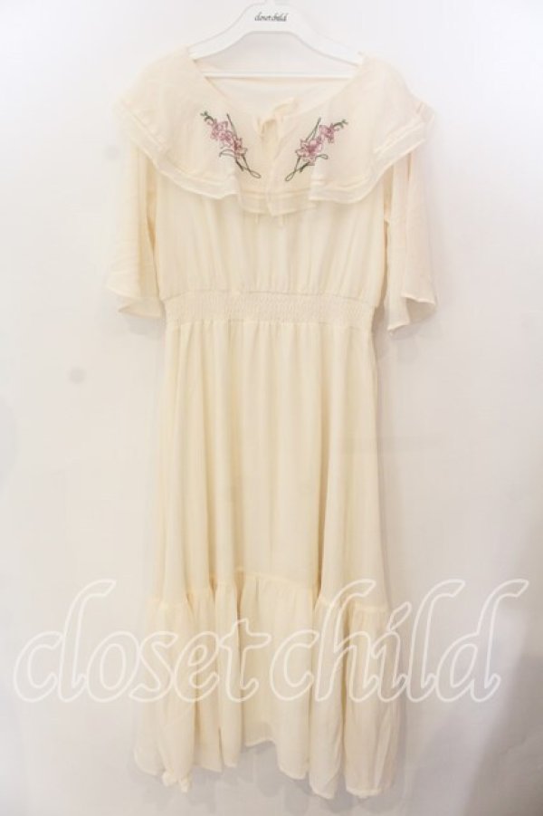 画像1: an another angelus / グラジオラス刺繍楊柳シフォンワンピース F アイボリー O-25-12-19-005-CA-OP-OW-OS (1)