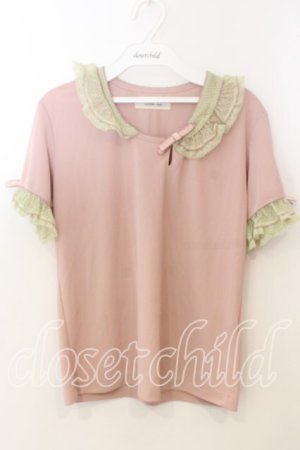 画像: KANEKO ISAO / レース襟プルブラウス  ピンク×グリーン O-25-12-19-047-EL-BL-OW-OS