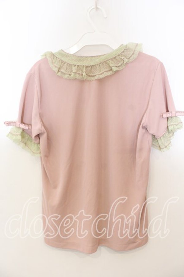 画像4: KANEKO ISAO / レース襟プルブラウス  ピンク×グリーン O-25-12-19-047-EL-BL-OW-OS (4)