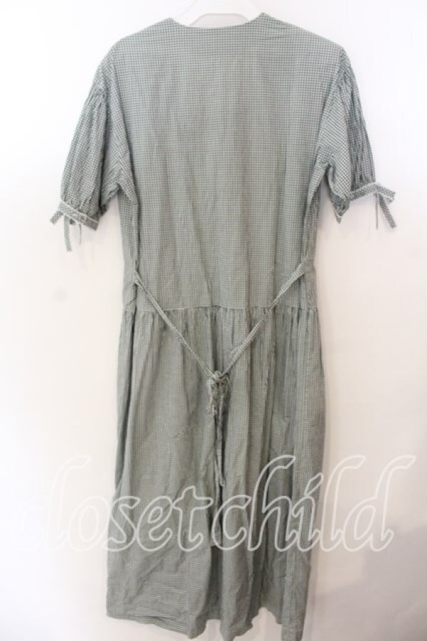 画像4: WONDERFUL WORLD / ギンガムシャツワンピース  グリーン O-25-12-19-048-LO-OP-OW-OS (4)